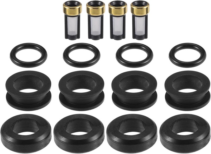Partuto Fuel Injector Seal O Ring - Car O-Ring Rebuild Repair Kit - for Subaru WRX 2002 NBR Rubber Black - 4 Sets - Image 1